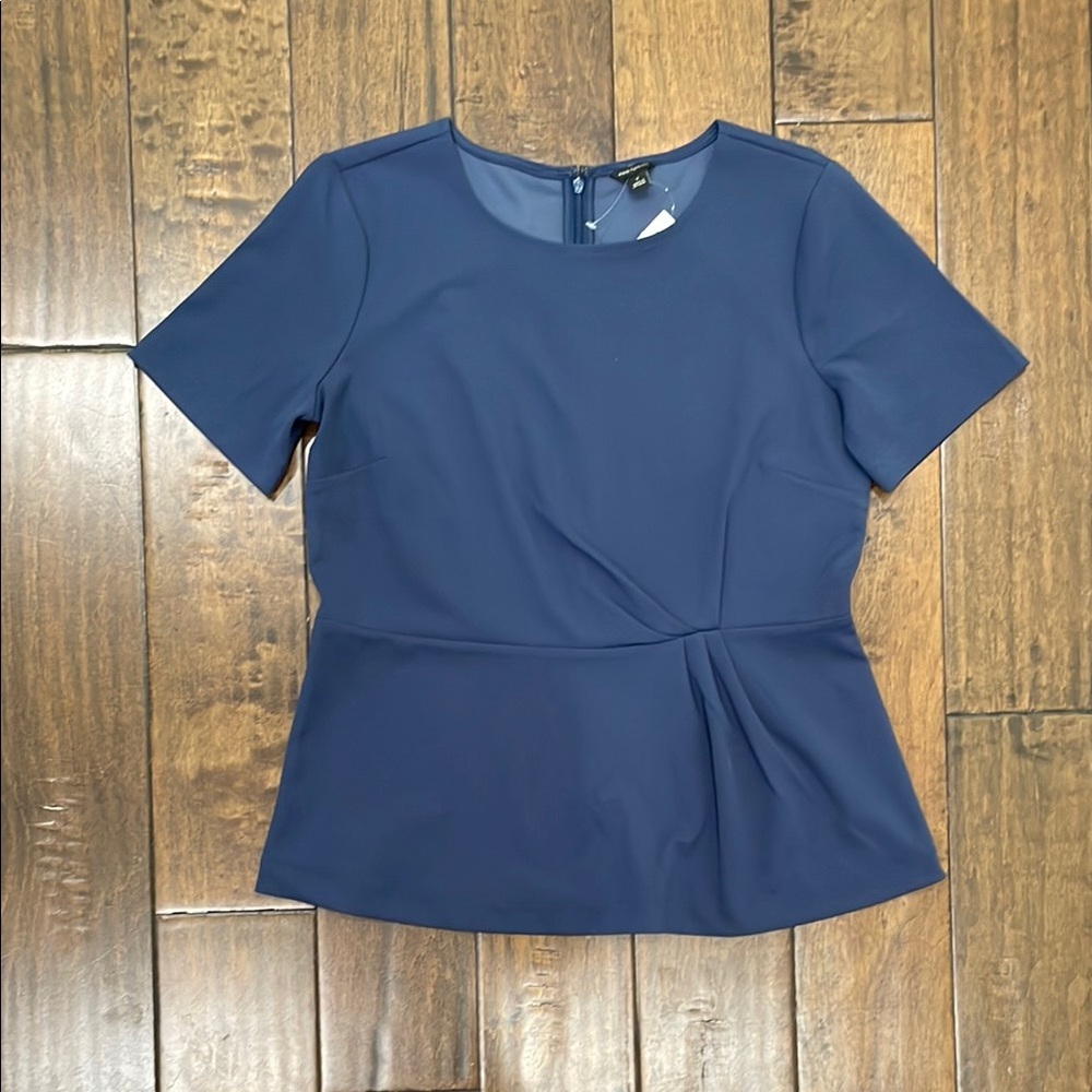 Ann Taylor Fitted Peplum Blue Blouse